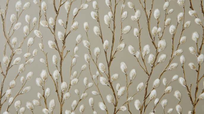 [LA-DEC-002] Pussy Willow Wallpaper – Silver / White
